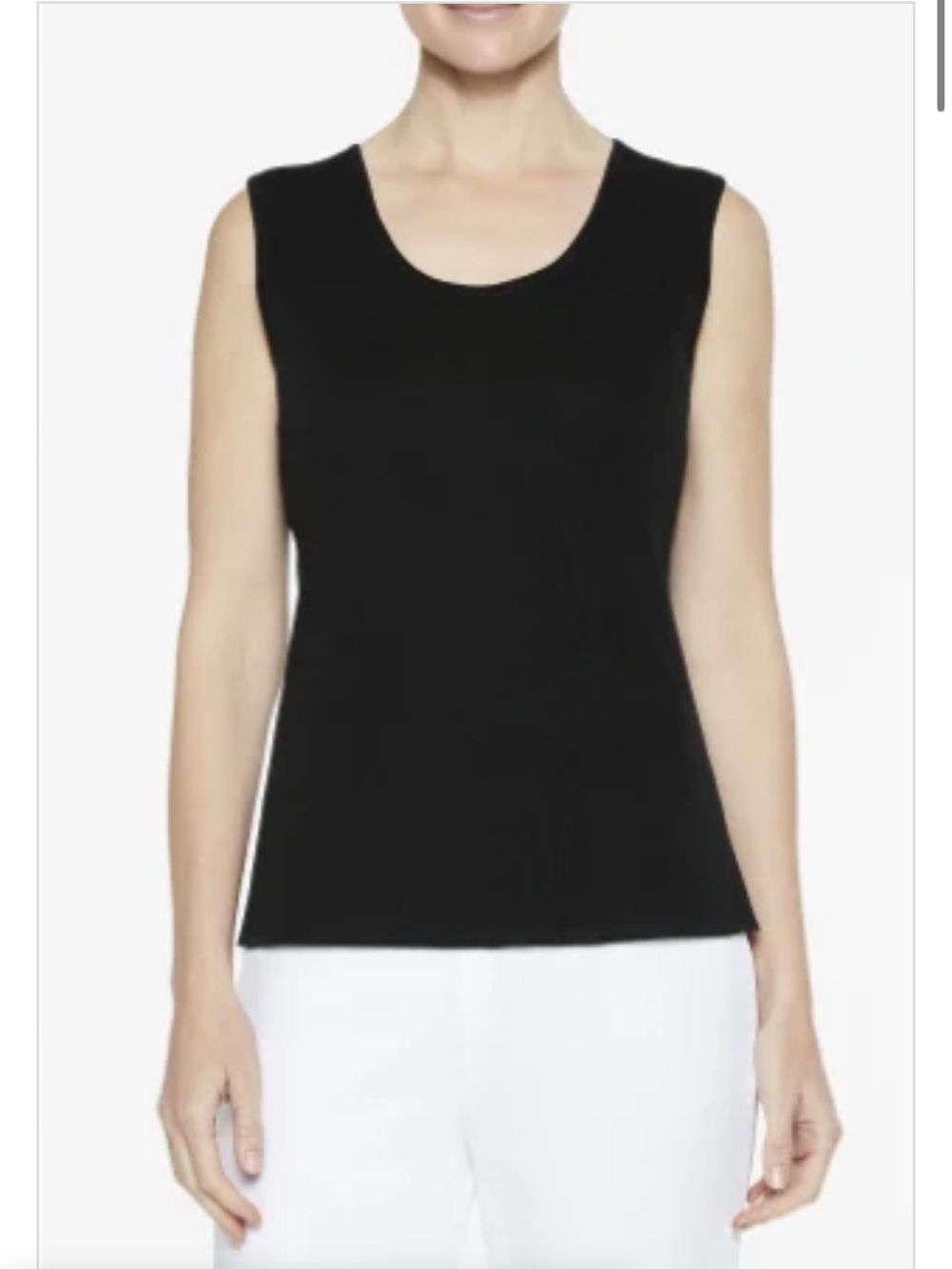 Ming Wang Scoop Neck Knit Tank Top Black XS